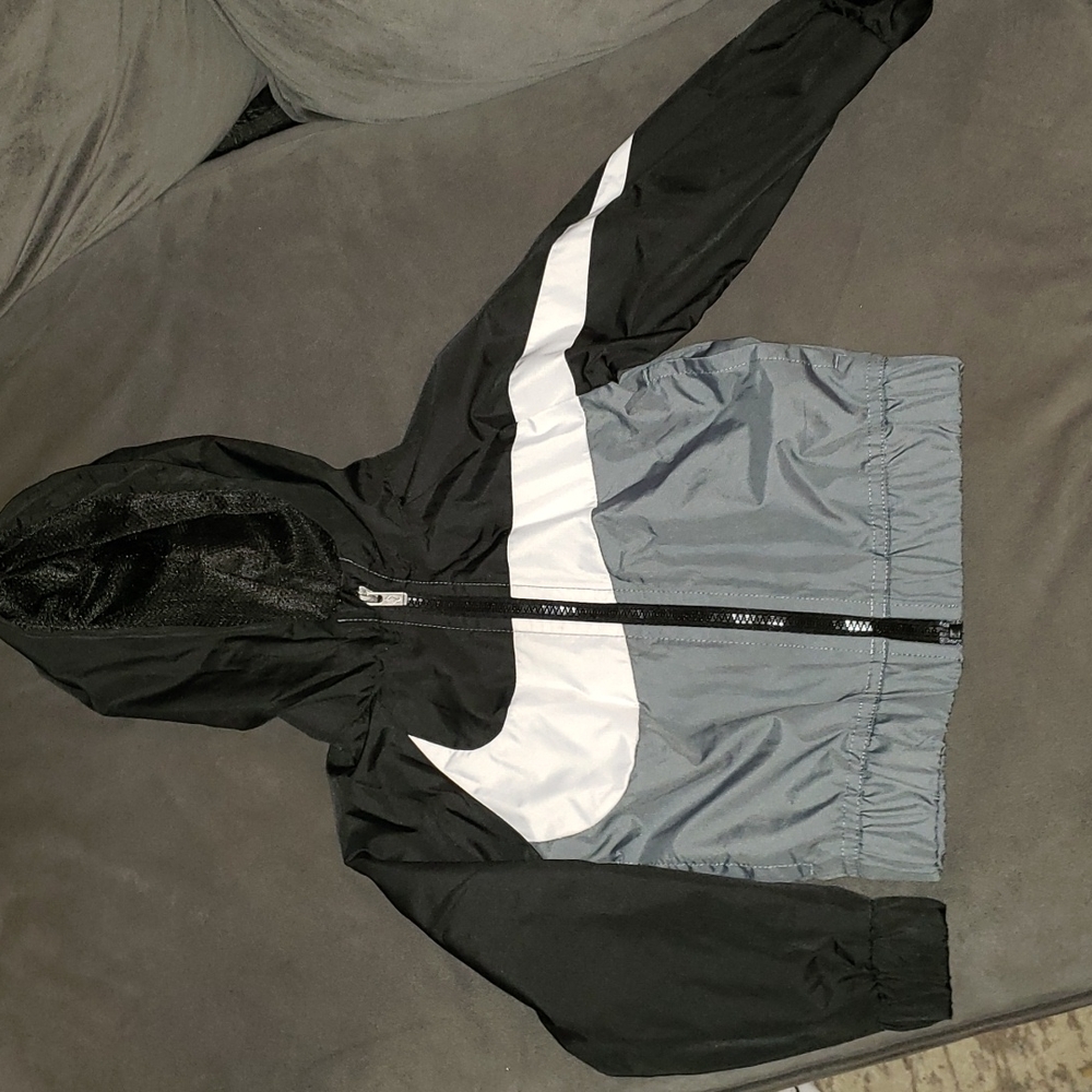 Nike toddler windbreaker jacket black white gray